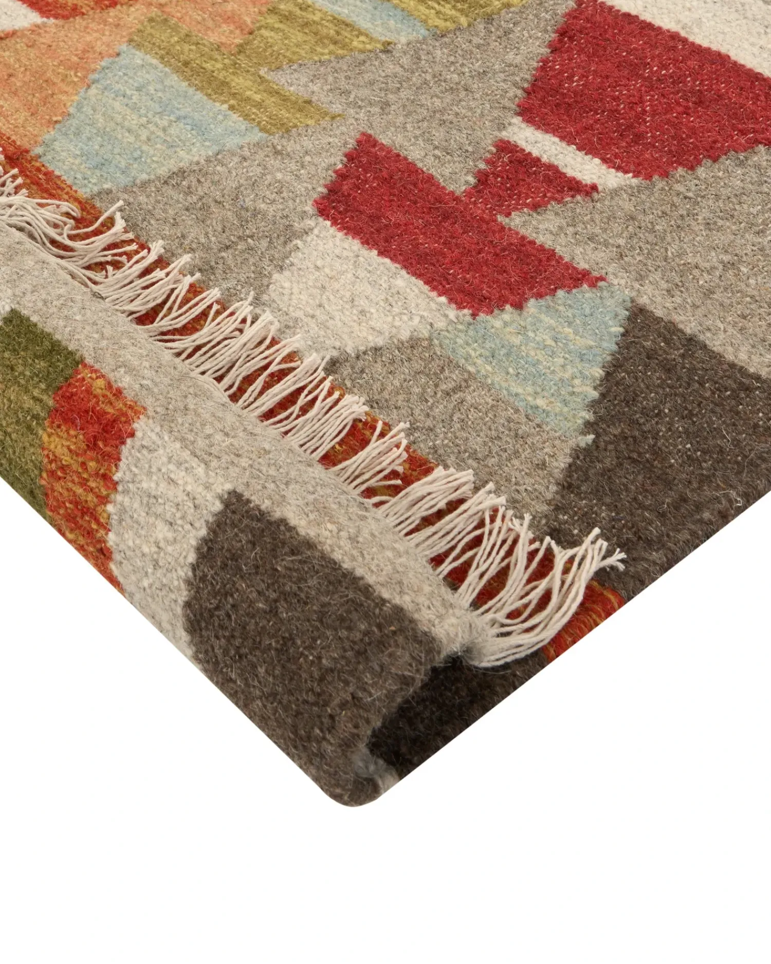 Online Beliani Tappeto KAGHSI Multicolore Lana Kilim Blu Rosso Verde Multicolore