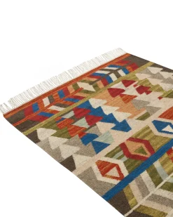Online Beliani Tappeto KAGHSI Multicolore Lana Kilim Blu Rosso Verde Multicolore
