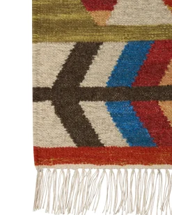 Outlet Beliani Tappeto KAGHSI Multicolore Lana Kilim Blu Multicolore Rosso Verde