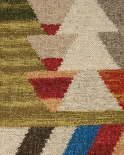 Outlet Beliani Tappeto KAGHSI Multicolore Lana Kilim Blu Multicolore Rosso Verde