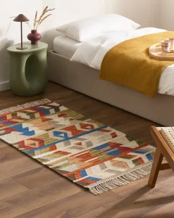 Outlet Beliani Tappeto KAGHSI Multicolore Lana Kilim Blu Multicolore Rosso Verde