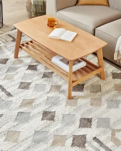 New Beliani Tappeto KAGHTSRASHEN Beige Lana Kilim Beige Grigio Marrone Multicolore