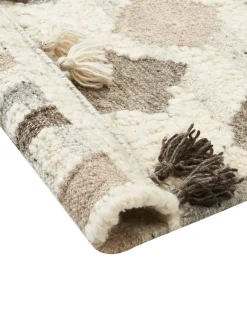 New Beliani Tappeto KAGHTSRASHEN Beige Lana Kilim Beige Grigio Marrone Multicolore
