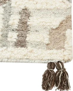 New Beliani Tappeto KAGHTSRASHEN Beige Lana Kilim Beige Grigio Marrone Multicolore
