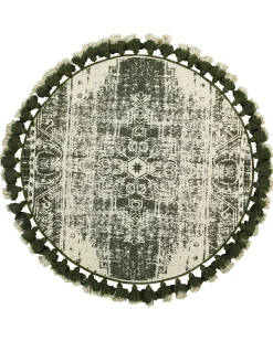 Clearance Beliani Tappeto KAHTA Verde ø 120 cm Cotone Bianco Verde