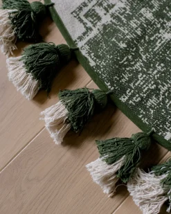 Clearance Beliani Tappeto KAHTA Verde ø 120 cm Cotone Bianco Verde