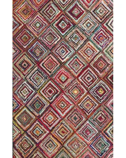 Best Beliani Tappeto KAISERI Multicolore Cotone Blu Rosso Viola Multicolore