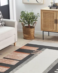 Online Beliani Tappeto KAKINADA Multicolore Cotone Beige Nero Multicolore