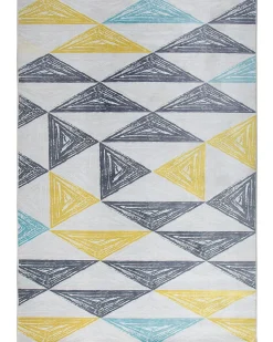 Sale Beliani Tappeto KALEN Grigio Bianco Giallo Grigio Multicolore