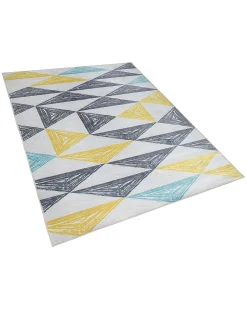 Sale Beliani Tappeto KALEN Grigio Bianco Giallo Grigio Multicolore