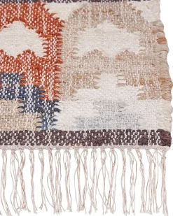Beliani Tappeto KALFA Multicolore Iuta Beige Blu Marrone Rosso Multicolore