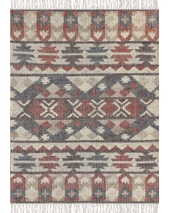 Beliani Tappeto KALFA Multicolore Iuta Beige Blu Marrone Rosso Multicolore