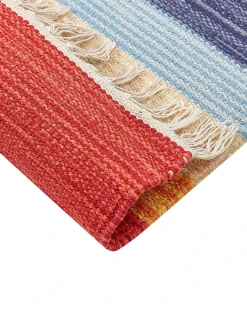 Outlet Beliani Tappeto KAMARIS Multicolore Cotone Kilim Blu Giallo Rosso Verde Multicolore
