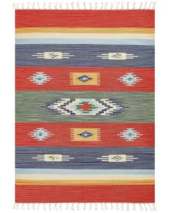 Outlet Beliani Tappeto KAMARIS Multicolore Cotone Kilim Blu Giallo Rosso Verde Multicolore
