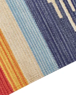 Outlet Beliani Tappeto KAMARIS Multicolore Cotone Kilim Blu Giallo Rosso Verde Multicolore