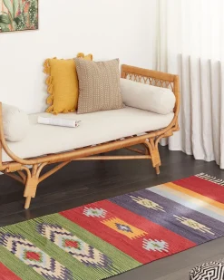Online Beliani Tappeto KAMARIS Multicolore Cotone Kilim Blu Giallo Rosso Verde Multicolore