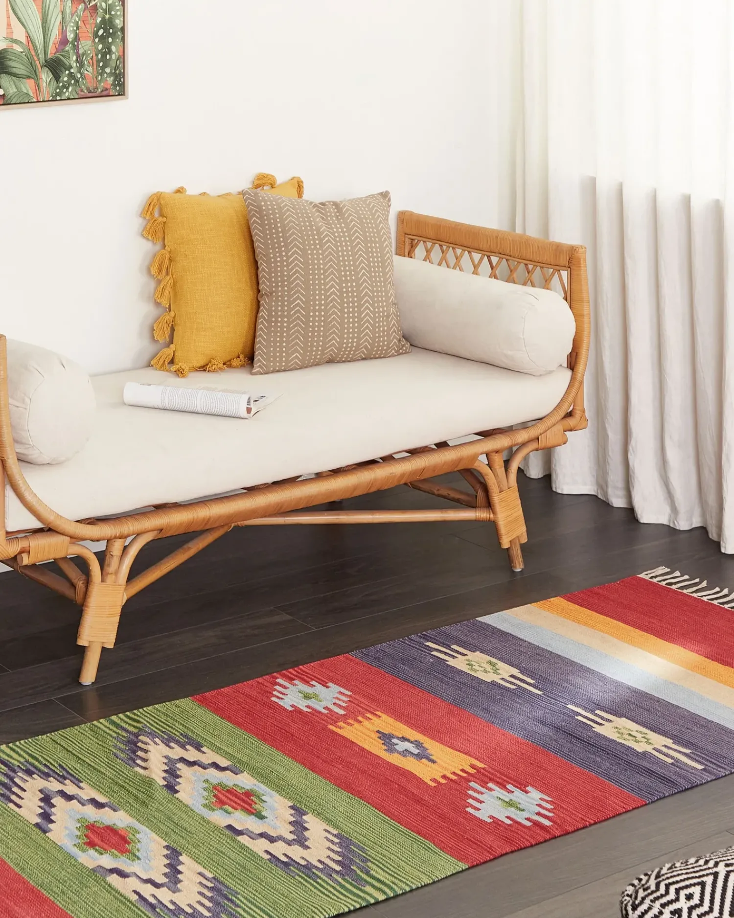 Online Beliani Tappeto KAMARIS Multicolore Cotone Kilim Blu Giallo Rosso Verde Multicolore