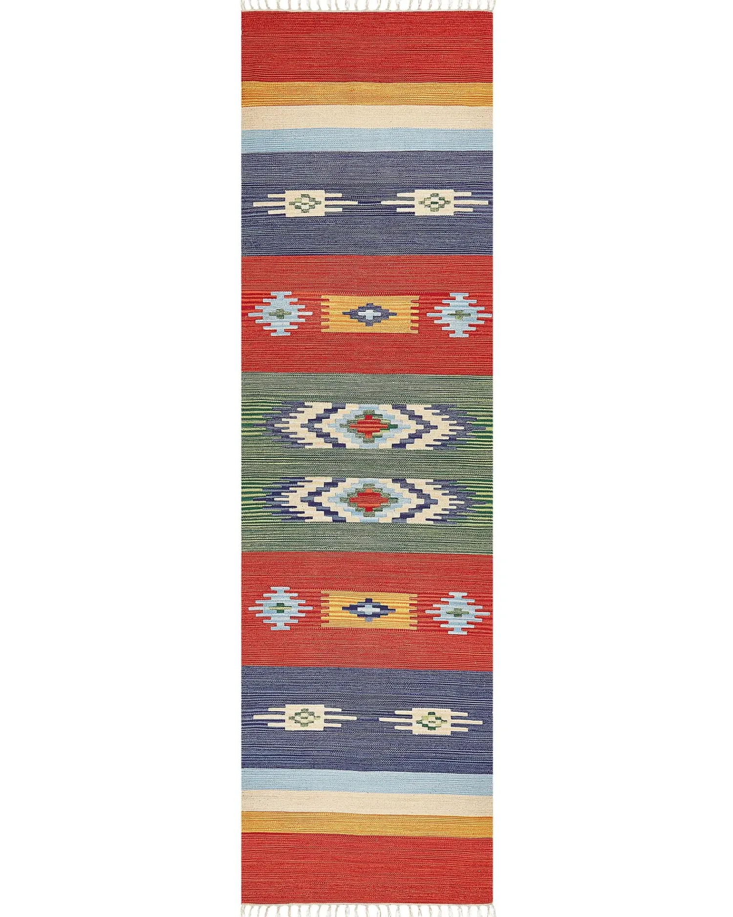 Online Beliani Tappeto KAMARIS Multicolore Cotone Kilim Blu Giallo Rosso Verde Multicolore