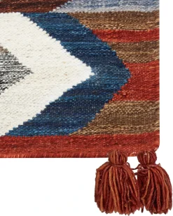 Sale Beliani Tappeto KANAKERAVAN Multicolore 200 x 300 cm Lana Kilim Bianco Marrone Rosso Multicolore