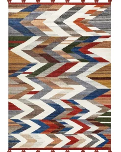 Sale Beliani Tappeto KANAKERAVAN Multicolore 200 x 300 cm Lana Kilim Bianco Marrone Rosso Multicolore