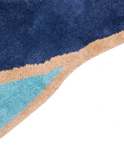 Beliani Tappeto KANRACH Blu marino 200 x 200 cm Viscosa Beige Blu