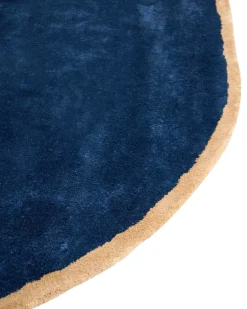 Beliani Tappeto KANRACH Blu marino 200 x 200 cm Viscosa Beige Blu
