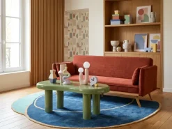 Beliani Tappeto KANRACH Blu marino 200 x 200 cm Viscosa Beige Blu