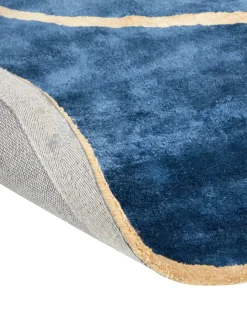 Beliani Tappeto KANRACH Blu marino 200 x 200 cm Viscosa Beige Blu