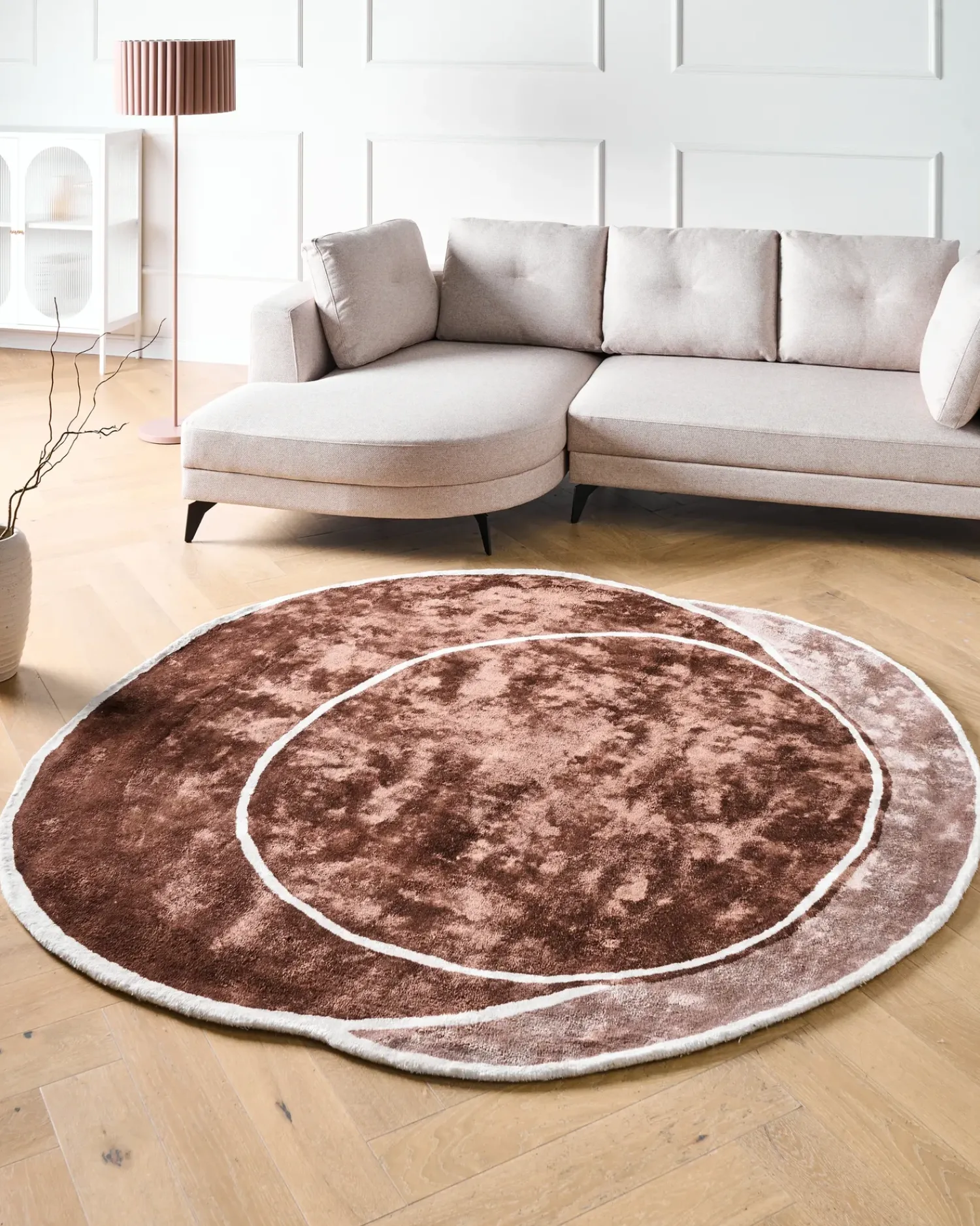 Hot Beliani Tappeto KANRACH Marrone 200 x 200 cm Viscosa Beige Marrone