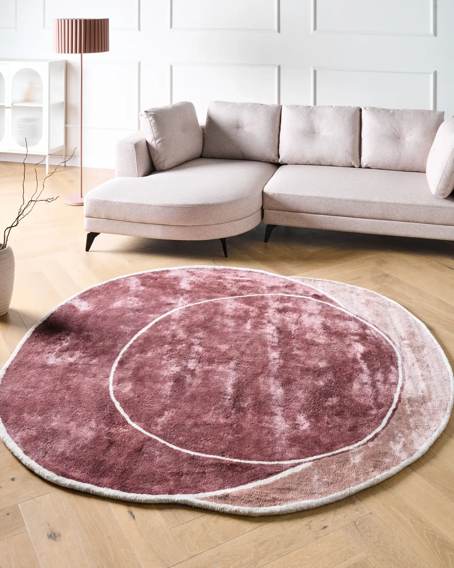 Clearance Beliani Tappeto KANRACH Rosa 200 x 200 cm Viscosa Beige Rosa