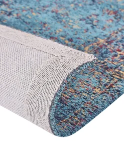 Best Beliani Tappeto KANSU Blu Cotone Beige Rosso Blu