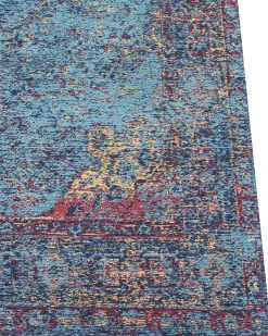 Best Beliani Tappeto KANSU Blu Cotone Beige Rosso Blu
