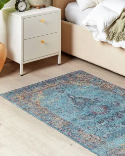 Best Beliani Tappeto KANSU Blu Cotone Beige Rosso Blu