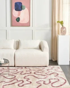 Clearance Beliani Tappeto KAPPAR Beige 160 x 230 cm Viscosa Beige Rosa
