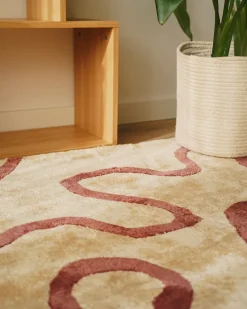 Clearance Beliani Tappeto KAPPAR Beige 160 x 230 cm Viscosa Beige Rosa