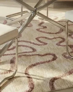 Clearance Beliani Tappeto KAPPAR Beige 160 x 230 cm Viscosa Beige Rosa