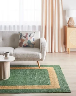 Outlet Beliani Tappeto KARAKUYU Verde Iuta Beige Verde