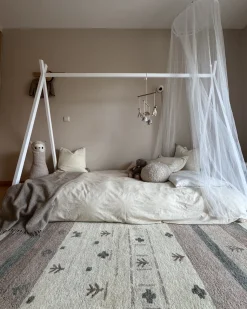 Beliani Tappeto KARLI Beige 160 x 230 cm Lana Persiano Beige Grigio Marrone
