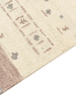 Beliani Tappeto KARLI Beige 160 x 230 cm Lana Persiano Beige Grigio Marrone