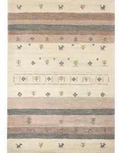 Beliani Tappeto KARLI Beige 160 x 230 cm Lana Persiano Beige Grigio Marrone