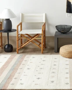 Beliani Tappeto KARLI Beige 160 x 230 cm Lana Persiano Beige Grigio Marrone