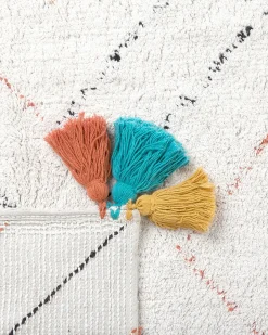 New Beliani Tappeto KARTAL Bianco 140 x 200 cm Cotone Bianco Multicolore