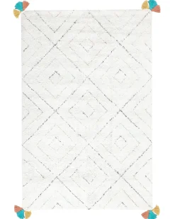 New Beliani Tappeto KARTAL Bianco 140 x 200 cm Cotone Bianco Multicolore