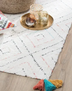 Sale Beliani Tappeto KARTAL Bianco 80 x 150 cm Cotone Bianco Multicolore