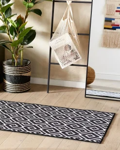Hot Beliani Tappeto KARUNGAL Nero 60 x 200 cm Bianco Nero