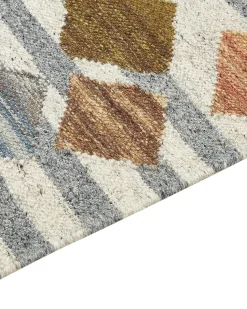 Outlet Beliani Tappeto KASAKH Multicolore Lana Kilim Arancione Blu Verde Multicolore
