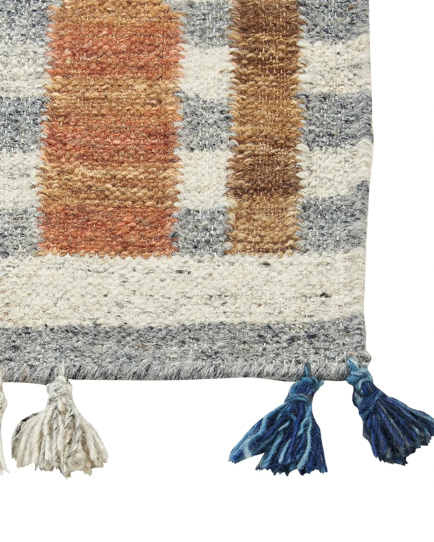 Outlet Beliani Tappeto KASAKH Multicolore Lana Kilim Arancione Blu Verde Multicolore