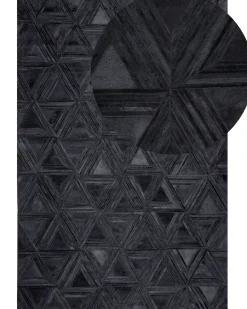 Best Beliani Tappeto KASAR 140 x 200 cm Pelle naturale Nero
