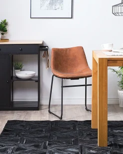 Best Beliani Tappeto KASAR 140 x 200 cm Pelle naturale Nero