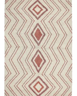 New Beliani Tappeto KASTAMONU Beige Cotone Beige Rosa Rosso